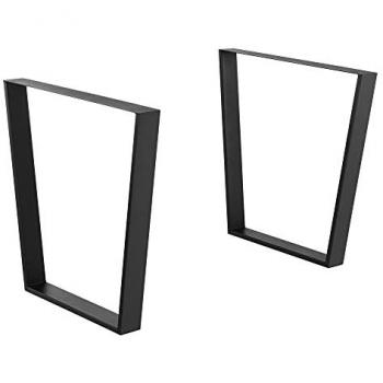 Conjunto de 2 Patas de Mesa Trapezoidales - Acero Negro Mate - 55-75 x 72 cm