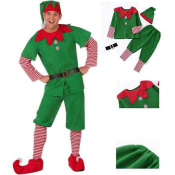 Disfraz de Elfa Elfo para Fiestas Halloween Navidad - Ropa de elfo, incluye gorro y detalles en verde y rojo