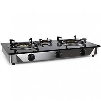 Orbegozo 17540 Hornillo a Gas, Cuerpo INOX y Superficie de Cristal Templado Negro