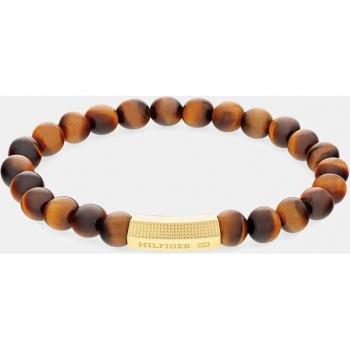 Pulsera Tommy Hilfiger Ojo de Tigre y Acero Baño Oro - Hombre