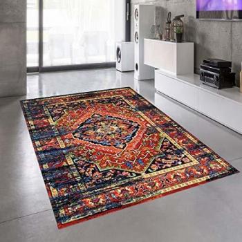 Alfombra oriental 80x150 rectángulo multicolor tejido patrón ancestral Madal