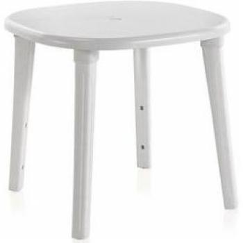 Mesa de Exterior Cancún Shaf con Hueco para Sombrilla Blanco 73x80x80 cm