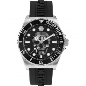 Mens Philipp Plein THE $KULL DIVER Watch, Black, Silicone, Size: ONE SIZE