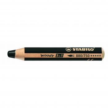 STABILO Woody 3-in-1 Colored Pencil, Watercolor and Wax Crayon Negro (Black) - Single Piece