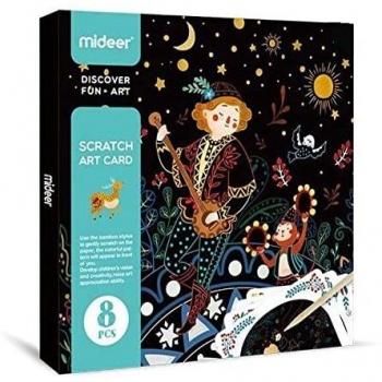 Juego didactico mideer scratch art card boy
