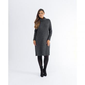 October - Vestido de punto liso con cuello alto y lentejuelas