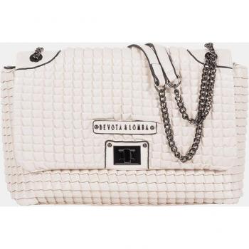 Bolso Devota & Lomba Bandolera Grid en color beige con cremallera