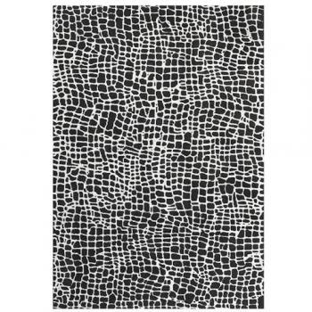 Alfombra moderna blanca y negra 160 x 230 cm de poliéster con respaldo de algodón para sala de estar y dormitorio