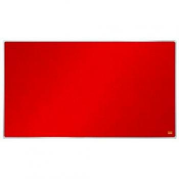 Tablero de anuncios Nobo Impression Pro de Fieltro Rojo 32 (710x400 mm) con Marco Slim y Sistema de Instalación InvisaMount
