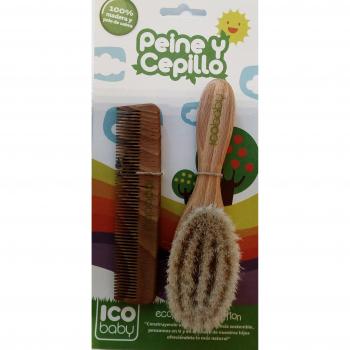 Cepillo y Peine para Bebé de Madera Ico Baby