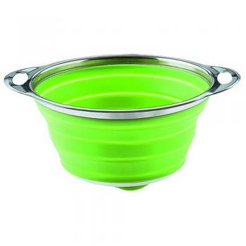 Moha Sico escurridor Ecurridor Silicona e INOX, Metal, Verde y Acero, 20 cm