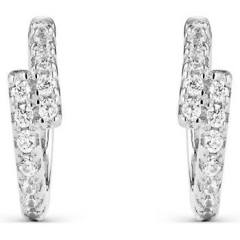 Pendientes criollas de plata Itemporality SEA-101-354-UU con dos carriles de circonitas blancas en zigzag