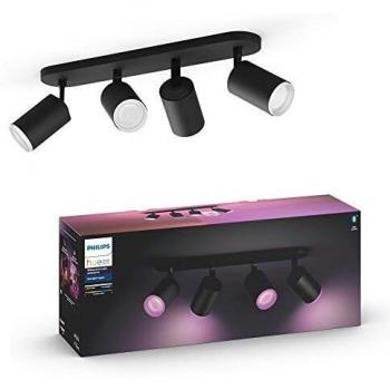 Foco Philips Hue Fugato 4 luces LED Blanco y Color Ambiance Bluetooth y Zigbee Negro