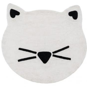 Alfombra Infantil Algodón 150 cm - Blanco y Negro - Diseño Infantil Gato