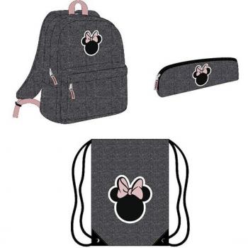 Pack Papelería 3 Piezas Minnie Mouse - Mochila, Estuche y Saquito