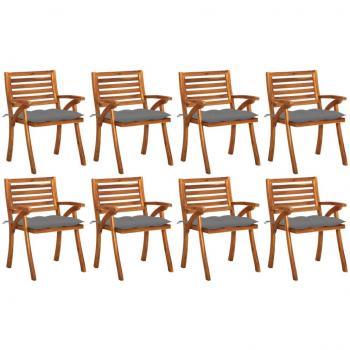 Sillas de jardín 8 uds madera maciza con cojines