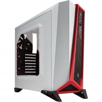 Corsair Carbide Spec-Alpha - Caja de PC, Mid-Tower ATX, Ventana Lateral, Blanco y Rojo