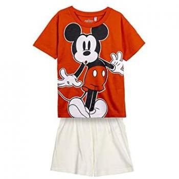 Pijama Corto Infantil Mickey Mouse Beige 100% Algodón - Talla 3 Años