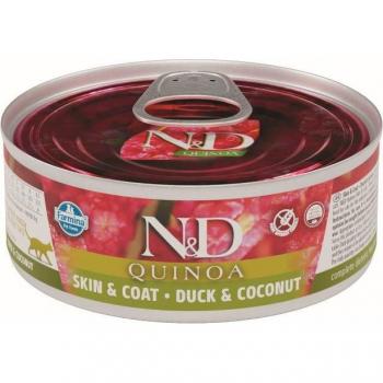 Farmina N&D Quinoa Skin Coat Pato Gato Latas 24 X 80 Gr