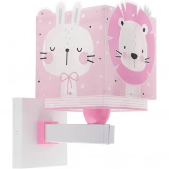 Aplique de pared infantil Dalber Baby Jungle con enchufe, diseño de animales del bosque en color rosa