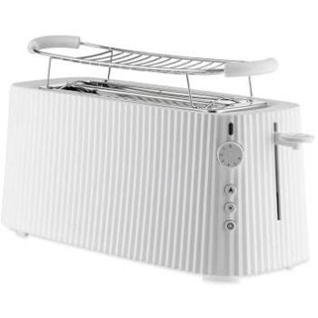 Alessi Plisse Long White Stainless Steel Toaster with Double Compartment
