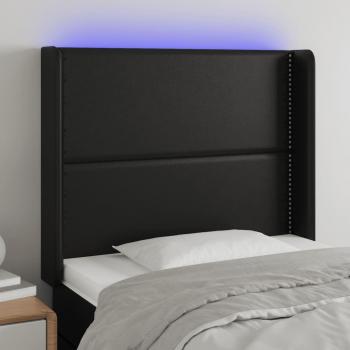 Cabecero LED negro 93x16x128 cm en cuero sintético