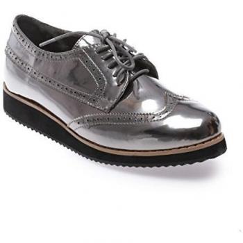 La Modeuse - Zapatos de cordones para mujer, gris