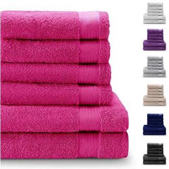 Juego de 4 Toallas de Manos y 2 Toallas de Baño, de 100% Algodón, Sin Productos Químicos - Certificado Oeko Tex - Muy Absorbente Casa, Cuarto de Baño, Centro Deportivo, Gimnasio, Piscina