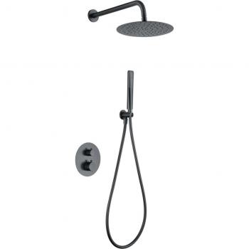 Conjunto Ducha Termostático Empotrado Nápoles Black Gun Metal