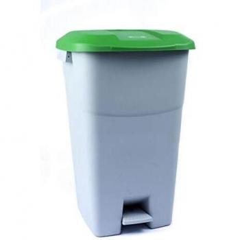 Tayg 434037 - Contenedor de residuos con Pedal, Base Gris y Tapa Verde, 50 litros