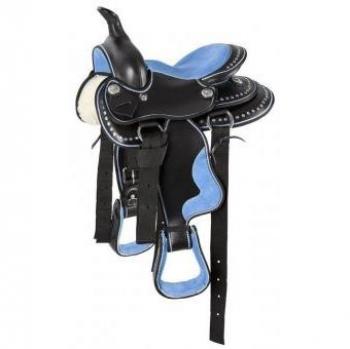 PFIFF Sillín Western Negro Blanco Pony