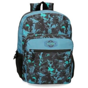 Mochila Escolar Unisex para Niños Roll Road Soccer Adaptable a Carro Negra 42 cm Poliéster