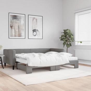 Sofá cama nido extraíble con colchón de tela gris oscuro 90x190 cm
