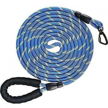 NTR Heavy Duty Dog Leash,15FT Long Rope Leash for Dog Training with Swivel Lockable Hook,Reflective Threads and Comfortable Handle,Dog Lead for Walking,Hunting,Camping for Medium and Large Dog