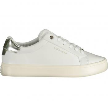 Elegant White Lace-Up Sneakers with Pale Gold Accents - Size 7 US / EU37