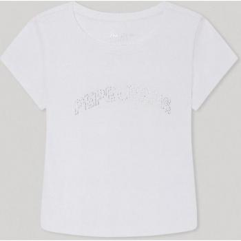 Camiseta Nicolle blanco de niña Pepe Jeans con diseño fit cropped en tejido canalé