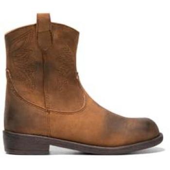 Conguitos Botas de niña tipo cowboy con detalles bordados y tiradores laterales - Botines de Niña Cowboy Camel para invierno cómodos (Camel/Talla 28)