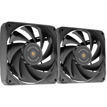 Mars Gaming MF-NCLX2 Kit 2 Ventiladores Ultrasilenciosos FDB 120mm Diseño Aspas Híbridas PWM Negro