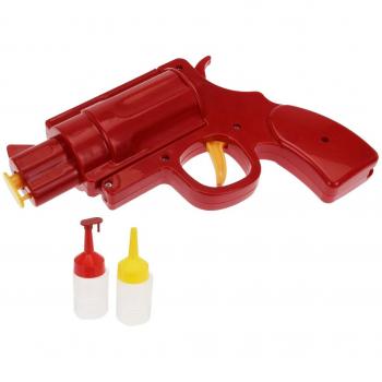 MUSTARD Condiment Gun - Dispensador de Salsas en Forma de Pistola, Color Rojo