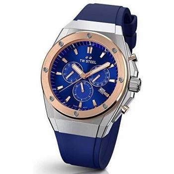 TW Steel CEO Tech Chrono Watch 44mm Blue Rose Gold 10ATM