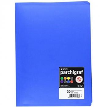 Grafoplás 1470133. Carpeta de Fundas Parchigraf, Folio, Azul, Cubiertas PP Semirígido Opaco, 30 Fundas Transparentes.