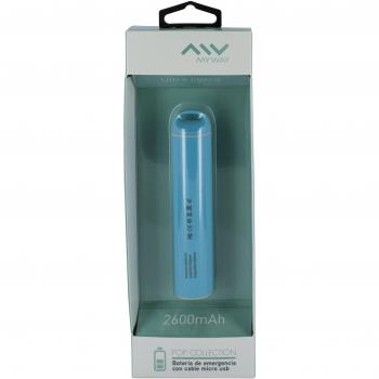 My Way MWCHP0079 - Batería externa de 2600 mAh, con cable USB-Micro USB, color azul