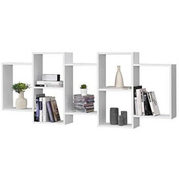 Estantería Flotante para Pared Jessheim con 7 Compartimientos en Aglomerado Blanco Lacado Mate 161 x 18 x 65 cm