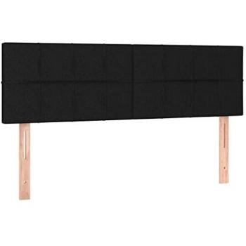 Cabecero con LED de tela negro 144x5x78/88 cm para cama de matrimonio, tapizado, mueble dormitorio interior