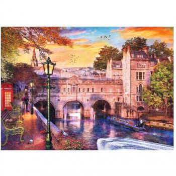 Puzzle Ravensburger Noche Romántica, Puente Pulteney, 1000 Piezas, para Adultos, Tamaño 70x50cm, incluye Pegamento para Enmarcar