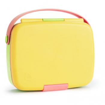 Fiambrera Bento Infantil Amarilla con 5 Secciones Divididas, Caja de Almuerzo para Niños y Bebés, Lonchera con Compartimentos y Cubiertos, Ideal para Colegio y Guardería