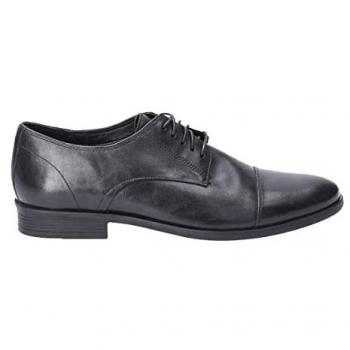 Hush Puppies Men's Ollie Black Leather Cap Toe Lace-Up Derby Shoes - Size UK 12