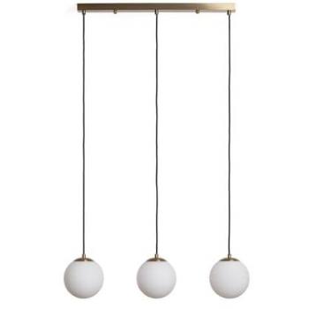 Lámpara Colgante de Metal y Cristal Moonlight Brass con 3 Focos Dorados para Decoración de Salón, Habitación y Dormitorio