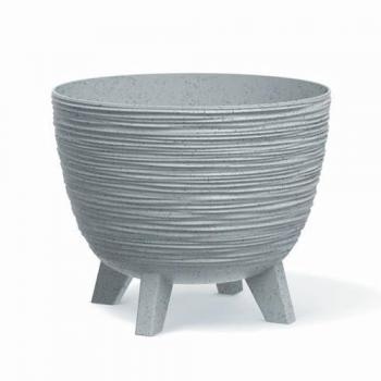 Maceta Furu-Light Gris Claro - Forma Clásica - Superficie Ondulada - Capacidad 26L - Ideal para Arreglos Contemporáneos