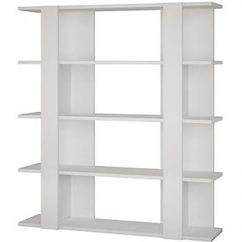 Librería Decorativa de Gran Capacidad en Madera MDP Blanco con 4 Estantes (110 x 122 x 29 cm)